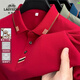 老爺車(chē)（LAOYECHE）純棉短袖T恤男中青年夏季薄款純色休閑POLO領(lǐng)衫寬松大碼爸爸裝潮 AN18169紅色 L