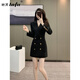她芙（tafu）品牌女裝西裝連衣裙女2025春秋新款氣質(zhì)收腰顯瘦長(cháng)袖職業(yè)裝裙子 黑色 M