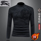 B PRORSUM巴寶莉高端長(cháng)袖t恤男士秋冬植絨修身半高領(lǐng)棉打底衫加厚 黑 色 薄絨 加厚 XL 建議140-155斤