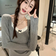 凡小如打底衫女秋冬長(zhǎng)袖t恤新款內(nèi)搭可外穿百搭韓系保暖純欲蝴蝶結(jié)上衣 灰色 L碼【建議95-105斤】