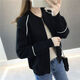 矜持范毛衣外套女2025秋冬新款韓版寬松長袖上衣短款加厚針織衫女開衫 黑色 M 80斤95斤穿
