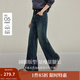 茵曼（INMAN）2025秋冬女裝新款 復古磨白闊腿牛仔褲休閑顯瘦高腰寬松長(cháng)褲 牛仔藍 26