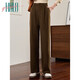Halo Queen毛呢褲女秋冬直筒休閑長(cháng)褲寬松垂感時(shí)尚拖地休閑褲子H144K4002