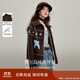 茵曼北極絨提花翻領(lǐng)毛衣2025秋女裝新款保暖針織開(kāi)衫外套 咖色 M