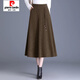 皮爾卡丹（pierre cardin）毛呢半身裙秋冬加厚冬裙女中長款百褶裙高腰A字遮跨顯瘦胖MM傘裙 咖色【裙長75/有口袋】 XL 120-135斤