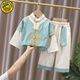 G.DUCKKIDS小黃鴨童裝漢服男女童中國風(fēng)唐裝兒童演出服中秋幼兒園學(xué)生古裝 龍寶寶綠色 90碼建議80-90cm1歲半-2歲