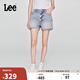 Lee25新品舒適版毛邊設計天絲淺藍色水洗女牛仔短褲潮流A08078