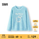 森馬（Semir）毛衣女冬季oversize小羊落肩2025新款溫柔甜美可愛(ài)慵懶套頭衫 藍色調00388 S