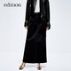edition半身裙女春新款休閑工裝風(fēng)長(cháng)款直筒半裙后開(kāi)衩裙子 黑色 S 160