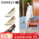 康莉（COMELY）羊皮高跟鞋女25年春季通勒尖頭職業(yè)細(xì)高跟鞋淺口單鞋 經(jīng)典黑 37 