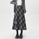 勁維迪格子毛呢半身裙女2025秋季新款高腰寬松顯瘦百搭中長(cháng)款a字裙子 灰格 M （95-108斤）