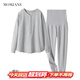 Mom Jane孕婦睡衣月子服秋冬款哺乳睡衣產(chǎn)婦棉吸汗懷孕期家居服產(chǎn)后月子服 淺灰色 (孕期+產(chǎn)后) 260g純棉  秋冬略厚款 XL【建議125-150斤】