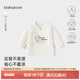 babylove新生兒半背衣和尚服秋季純棉提花嬰兒上衣寶寶家居服睡衣星月棉毛 奶白色 52