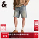 杰克·瓊斯（JACK&JONES）男裝夏季新款百搭休閑男寬松水洗貓須多口袋牛仔短褲225243009 E39中藍牛仔 M (175)