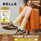 百麗（Belle）流心糖復古撞色阿甘鞋女2025秋新商場(chǎng)款運動(dòng)風(fēng)休閑鞋E7H1DCM5預售 棕色 3.5CM增高 37