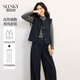 熙世界（sllsky）老錢(qián)小香風(fēng)套裝2025秋季新款女裝高級感流蘇馬甲小個(gè)子秋裝兩件套 寶藍色 L