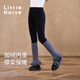 Little  Naive女童冬季一體絨針織拼接長(cháng)褲兒童荷葉邊襪套打底褲 黑灰色 170