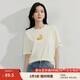 茵曼索羅娜趣味印花短袖T恤女2025夏季減齡百搭休閑舒適圓領(lǐng)上衣 米杏色 L
