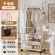 鐵當當衣帽架臥室掛衣架落地衣架房間置物架高級感可移動(dòng)衣架掛衣服 80CM奶油白【雙層帶置物籃】