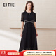 愛特愛（EITIE）雪紡飄逸長裙高腰顯瘦優(yōu)雅連衣裙2025夏季新款A(yù)字裙B2507648 極簡黑20 M (160)