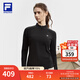 FILA 斐樂(lè )25冬季新款健身運動(dòng)半拉鏈瑜伽跑步內搭加絨保暖女子長(cháng)袖T恤 深黑-BK L 170/88A/L