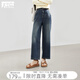 對白九分直筒牛仔褲女2025秋季新款小個(gè)子復古通勤顯瘦寬松休閑褲 復古牛仔藍 27