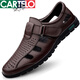 卡帝樂(lè )鱷魚(yú)涼鞋男夏季2026新品頭層牛皮戶(hù)外防滑休閑鞋男軟底真皮包頭沙灘鞋 暗棕色【6999頭層牛皮】 39