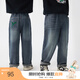 茵曼（INMAN）童裝男童牛仔褲后袋刺繡25秋季中大童男孩時(shí)尚彈力休閑長褲 牛仔藍(lán) 140