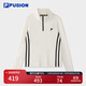 FILA FUSION斐樂(lè )潮牌女子針織長(cháng)袖衫2025秋新款時(shí)尚修身半拉鏈長(cháng)T 奶霧白-WT M 165/84A/M