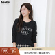 MsShe【字母T恤】大碼女裝秋裝寬松彈力棉印花上衣 黑底白字現(xiàn)貨 （偏小半個(gè)碼） 2XL