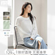 對白綿羊毛馬海毛混紡圓領(lǐng)毛衣女2025秋新款寬松慵懶肌理感針織衫 月光白 S