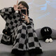 晴碧琳睡衣秋冬季簡(jiǎn)約女款珊瑚絨加厚冬天格子家居服睡衣套裝可外穿 黑灰格子L碼【建議80/120斤】