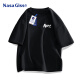 NASA GISS官方潮牌联名t恤男夏季宽松休闲圆领百搭印花五分短袖 黑色 XL 