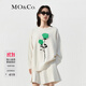 MO&Co.【美麗諾綿羊毛】玫瑰花絨毛刺繡毛衣慵懶風(fēng)設計上衣女 米白色 S 160