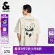 杰克·瓊斯（JACK&JONES）男裝25年棉質(zhì)涼感短袖T恤男士夏季潮流寬松卡通熊貓印花半袖t恤 A08云米色 寬松版，卡碼拍小 M 175