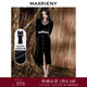 MAXRIENY絲絨連衣裙法式秋冬設計感蕾絲裙泡泡袖赫本風(fēng)長(cháng)裙裙子 黑色 S 01