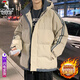 啄木鳥(niǎo)棉衣男潮流棉服男外套男秋冬季新款學(xué)生大童加絨加厚羽休閑絨服男 卡其色 XL (建議125-140斤)