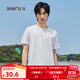 三福2025夏季新款短袖t恤男女圓領(lǐng)純色上衣情侶款白色休閑打底衫 圓領(lǐng)-精白 L