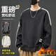 頭號青年衛(wèi)衣男秋冬季高街寬松圓領(lǐng)加肥大碼胖子厚長袖T恤上衣服 黑 5XL
