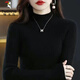 啄木鳥(niǎo)大碼羊毛針織衫女毛衫半高領(lǐng)打底衫內搭秋冬新款短款修身顯瘦毛衣 黑色 3XL 140-150斤