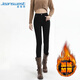 真維斯（JEANSWEST）牛仔褲女小腳褲2025冬季加絨保暖高腰彈力修身顯瘦黑色加絨28