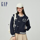 Gap女裝春季純棉羅馬布撞色貼布繡logo棒球服外套872711 海軍藍 170/88A(L) 亞洲尺碼