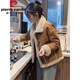 皮爾卡丹（pierre cardin）歐貨加厚羊羔毛外套女2025冬季新款小個(gè)子寬松短款皮毛一體上衣潮 卡其色 M
