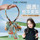 CUQI復(fù)古鏈條發(fā)箍宮廷緞面布藝壓發(fā)卡頭箍飄帶氣質(zhì)綁發(fā)一體系編發(fā)頭飾 藍(lán)色復(fù)古飄帶發(fā)箍 1個(gè)