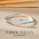 中國黃金（CHINA GOLD）銀手鐲蛇形光面開口素圈烤漆綠生肖蛇本命年生日禮物女款 【烤漆綠蛇】約20g