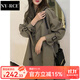 NY-RCE風(fēng)衣女中長(cháng)款秋季新款韓系時(shí)尚氣質(zhì)設計感早秋外套大衣 灰調綠 M