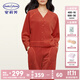 安莉芳【絨暖系】女士搖粒絨家居服懶人可外穿睡衣套裝ELW0624禮物 棕紅GRP M
