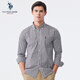 U.S. POLO ASSN.襯衫男長(cháng)袖秋季純色棉格子休閑寬松免燙男士襯衣正裝