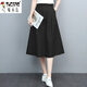 啄木鳥(niǎo)（TUCANO）文藝純.棉半身裙女2026夏季新款中長(cháng)款松緊高腰顯瘦百搭寬松A字裙 黑色 L 105-115斤