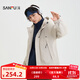三福（SANFU）2025冬季男士戶(hù)外抽繩沖鋒衣棉衣 寬松連帽保暖外套505922 米白色 XL